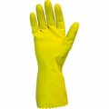 The Safety Zone Gloves, Flock-lined, Latex, Large, 18 mil, 12inL, YW, 12PK SZNGRFYLG1S